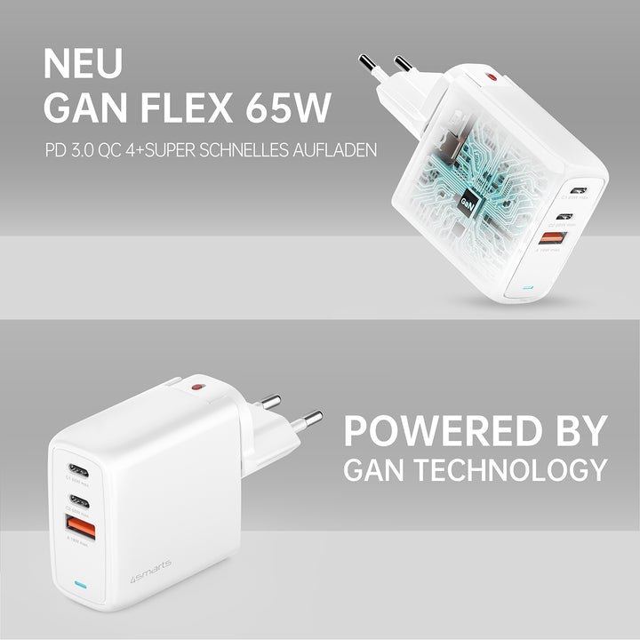 Das 4smarts Ladegerät GaN Flex 65W unterstützt die Protokolle für schnelles Laden wie z.B. PD 3.0 und QC.