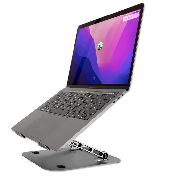 Der 4smarts Tischständer ErgoFix H22 für Laptops ist verstellbar und kann im Neigungswinkel verstellt werden.