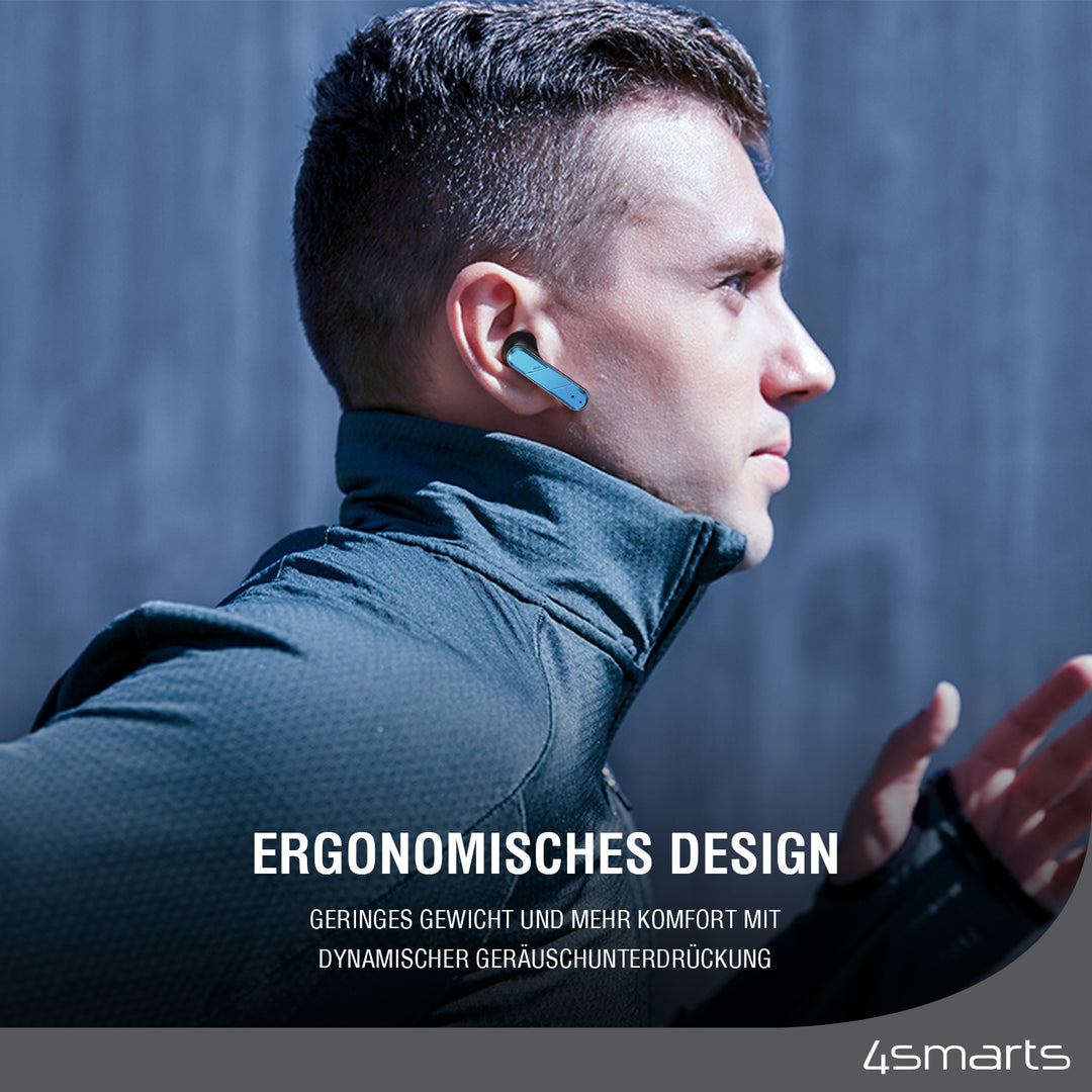 Die 4smarts ENC In-Ear Kopfhörer sind durch ihr ergonomisches Design sehr bequem zu tragen.