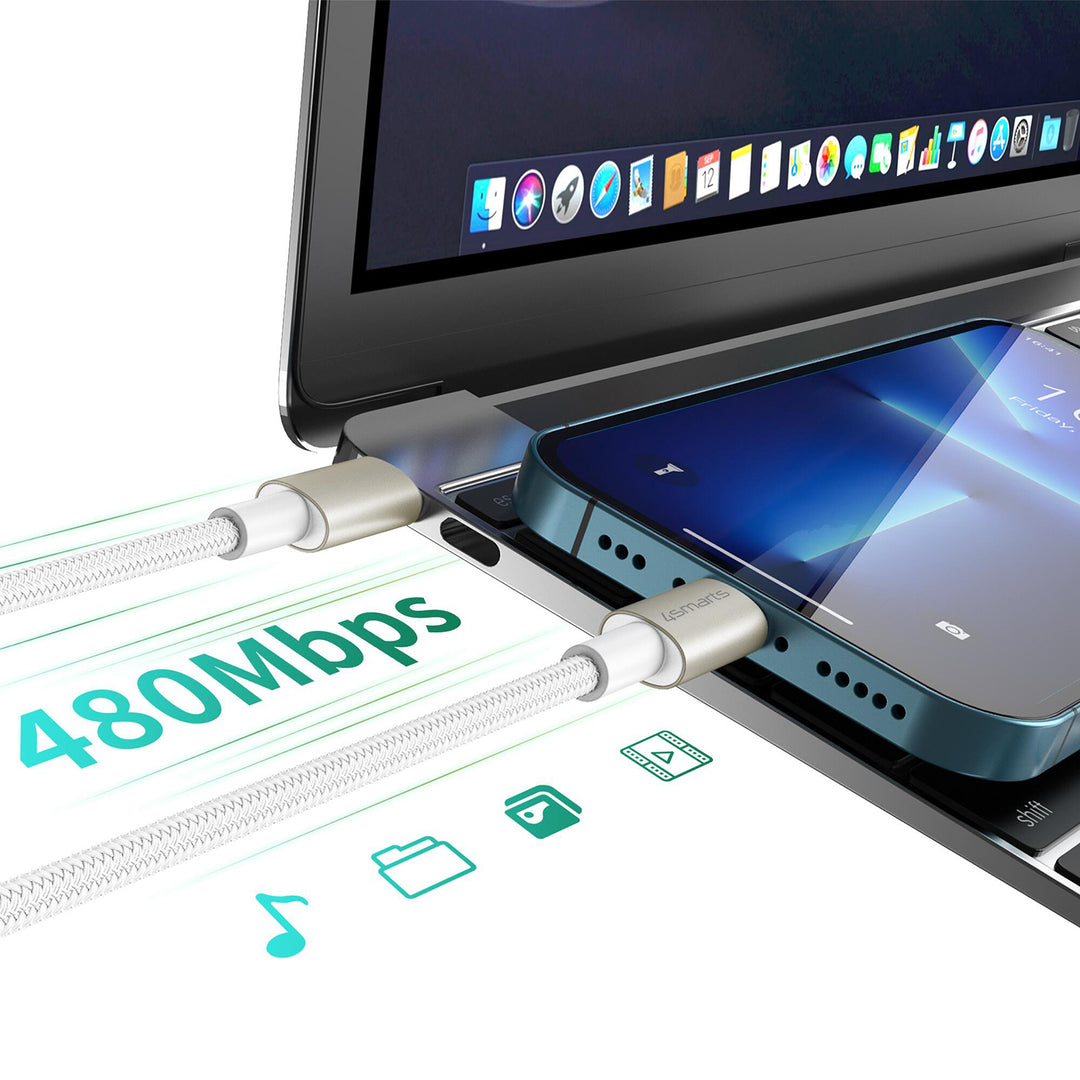 Mit dem 4smarts USB-C auf USB-C Kabel PremiumCord 60W 3er Set wird eine Datenübertragung von 480Mbps erreicht.