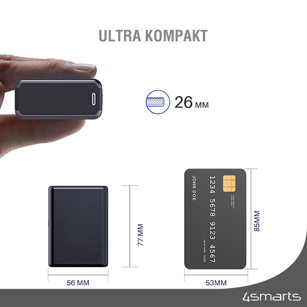 Die 4smarts Powerbank Pocket Slim 10000mAh 45W ist ultrakompakt und trotzdem leistungsstark!