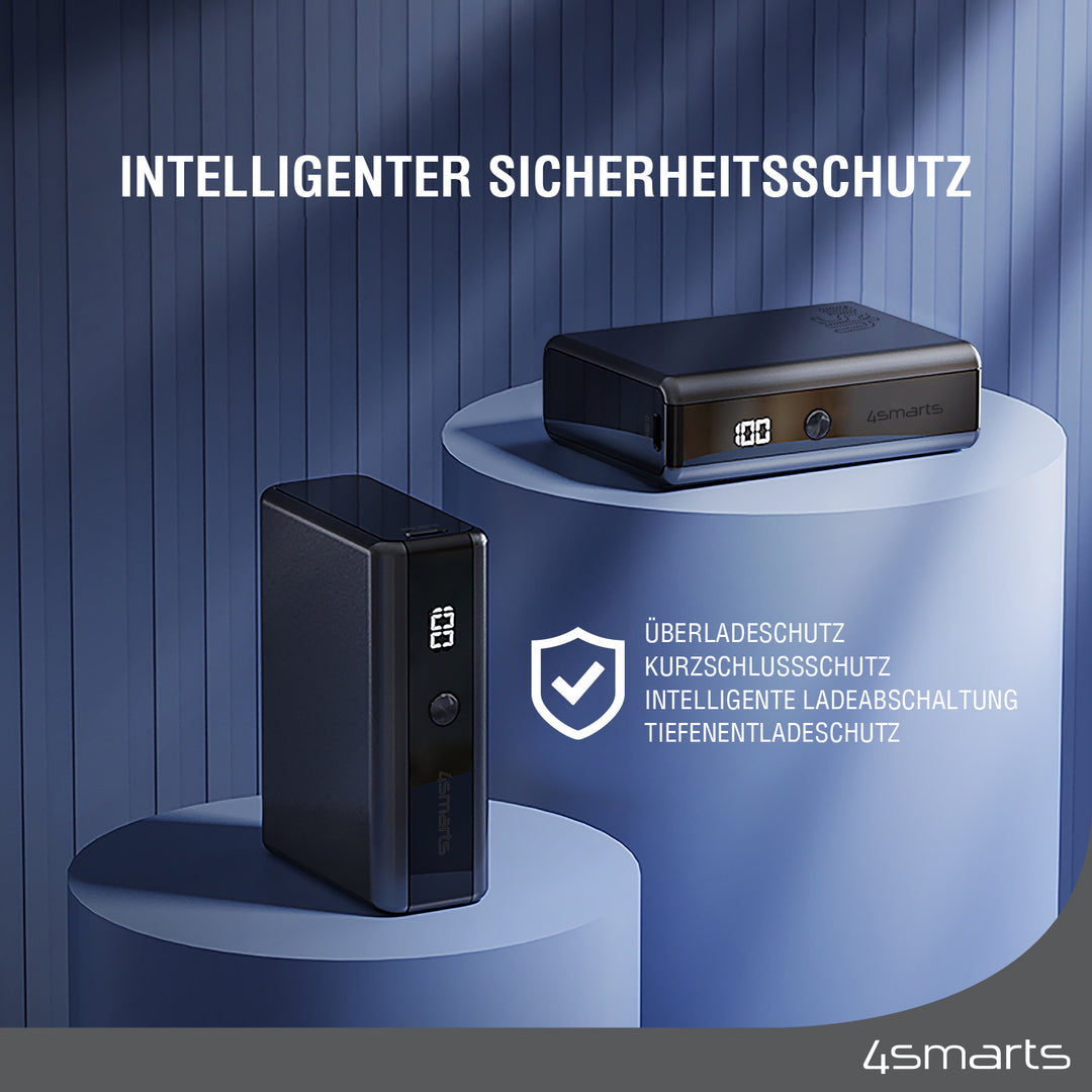 Die 4smarts Powerbank Pocket Slim 10000mAh und deine Geräte werden durch den intelligenten Sicherheitsschutz geschützt.