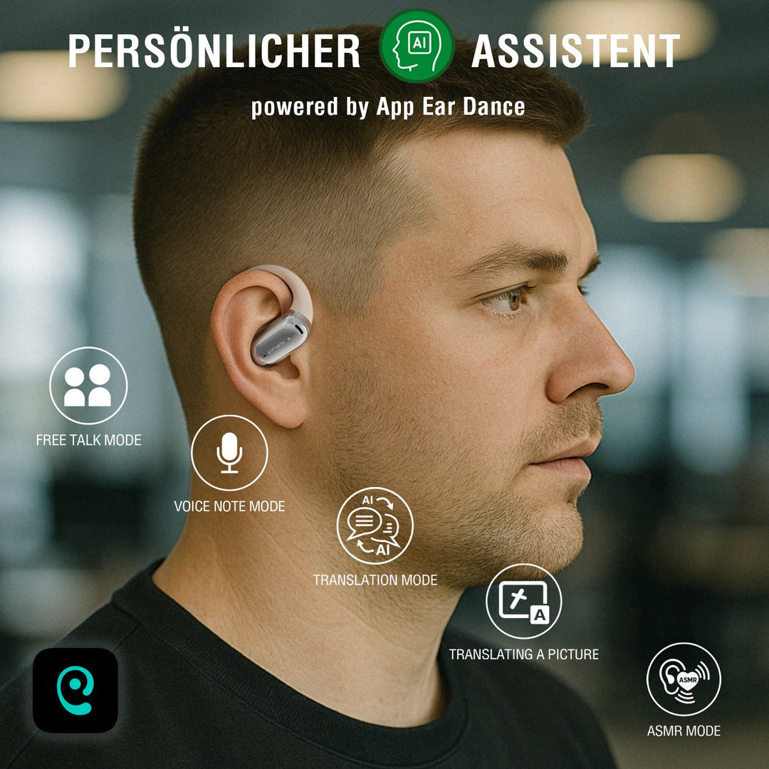 Open-Ear Bluetooth Kopfhörer SkyBuds AI Screen, beige