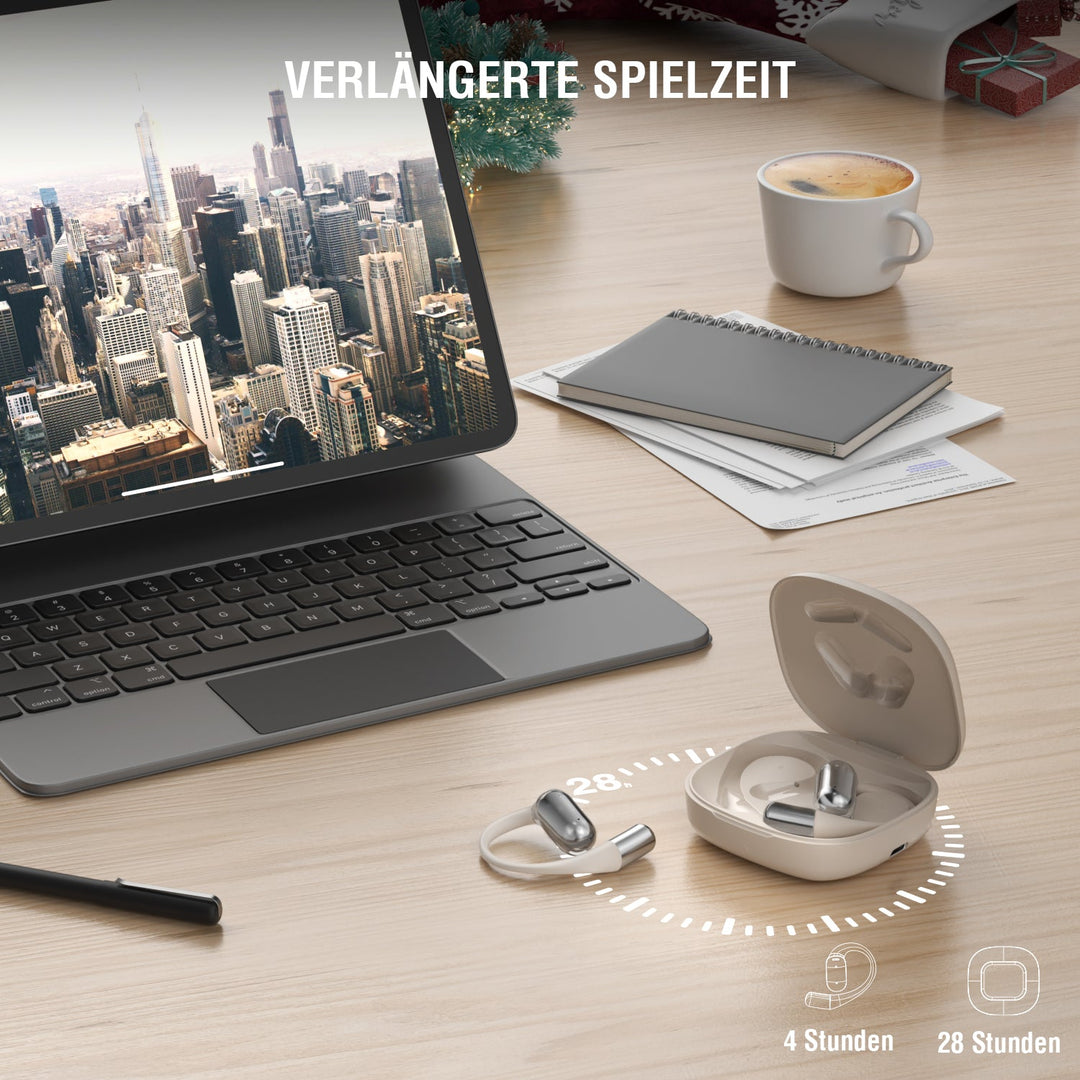 Open-Ear Bluetooth Kopfhörer SkyBuds AI Screen, beige