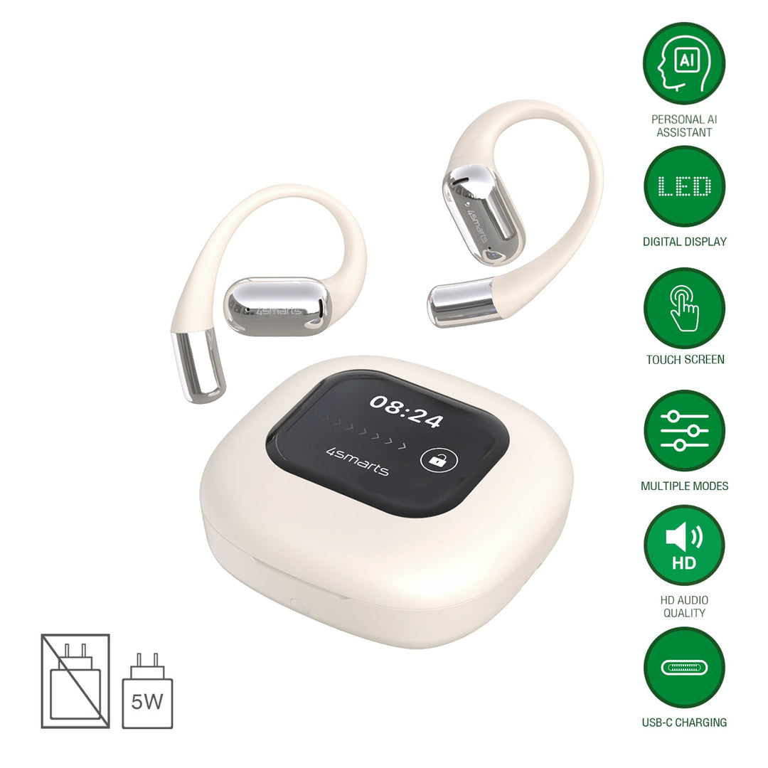 Open-Ear Bluetooth Kopfhörer SkyBuds AI Screen, beige
