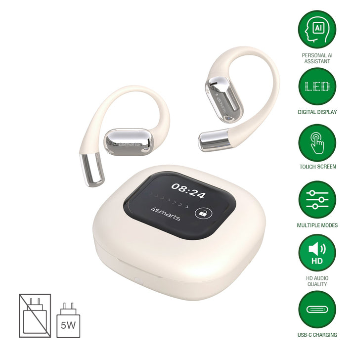 Open-Ear Bluetooth Kopfhörer SkyBuds AI Screen, beige