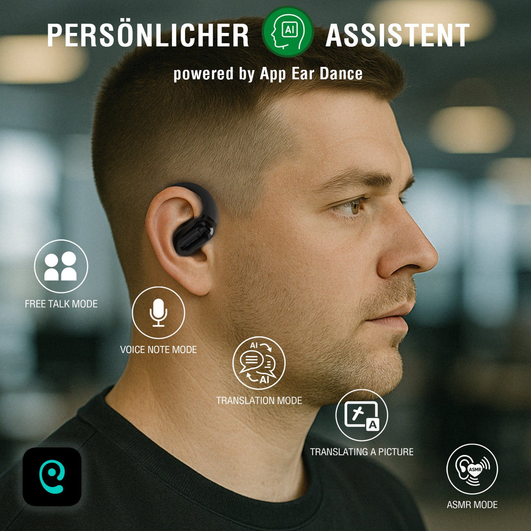 Open-Ears Bluetooth Kopfhörer SkyBuds AI Screen, schwarz