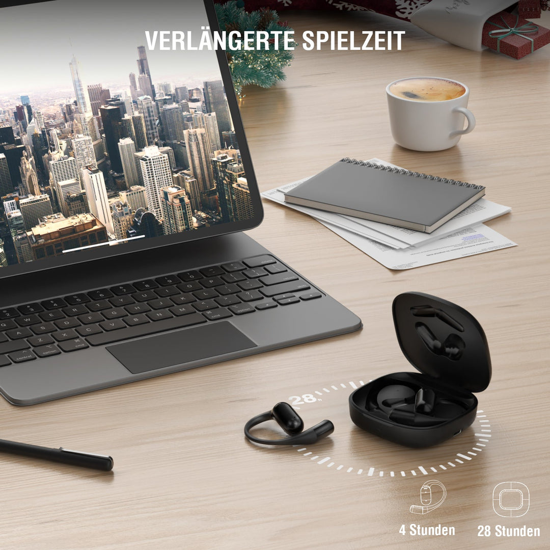 Open-Ears Bluetooth Kopfhörer SkyBuds AI Screen, schwarz