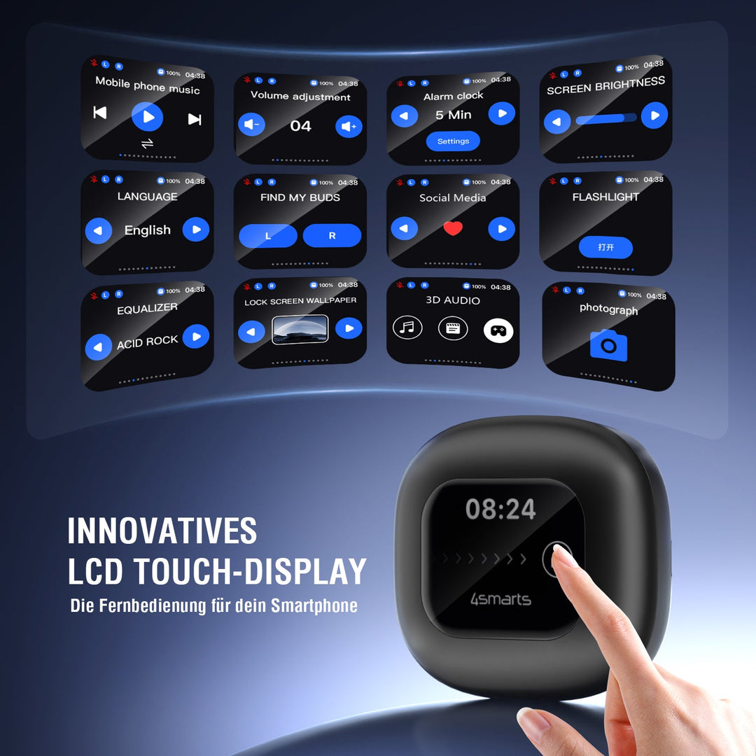 Open-Ears Bluetooth Kopfhörer SkyBuds AI Screen, schwarz
