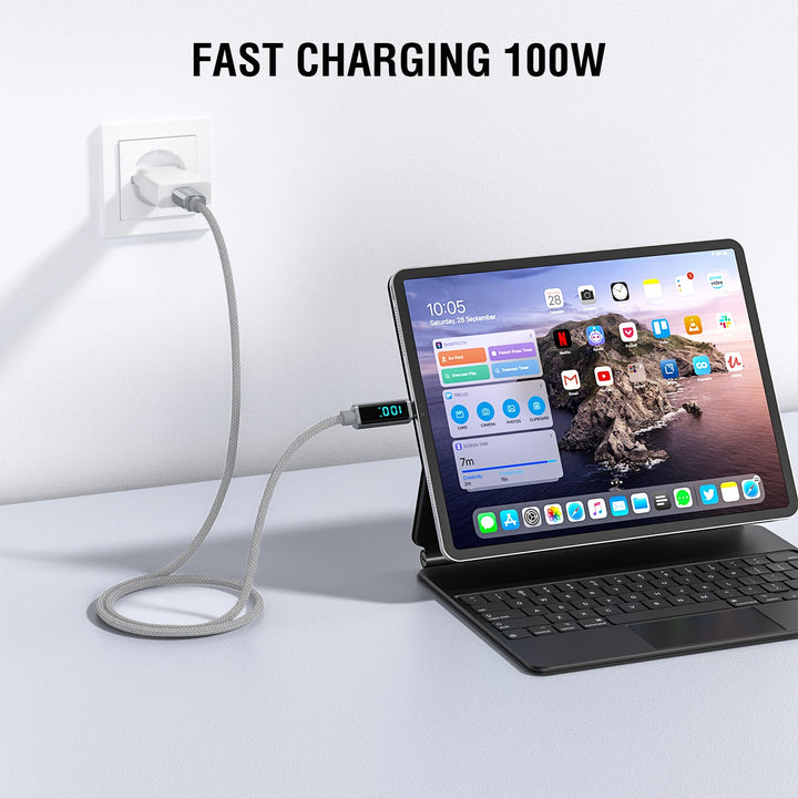 USB-C Kabel DigitCord 100W 1,5m, grau