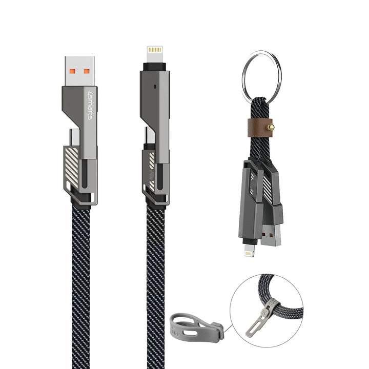 USB-C Kabel ComboCord Flat 240W, 1.5m und Keyring Kabel, graphit