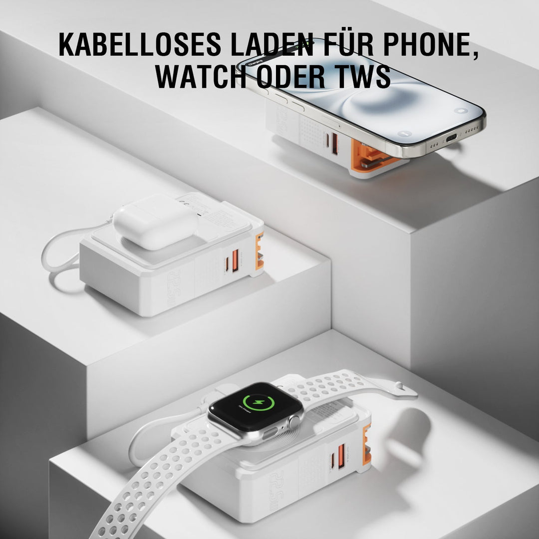 6in1 Hybrid Charger, Wireless Powerbank, weiß - 4smarts