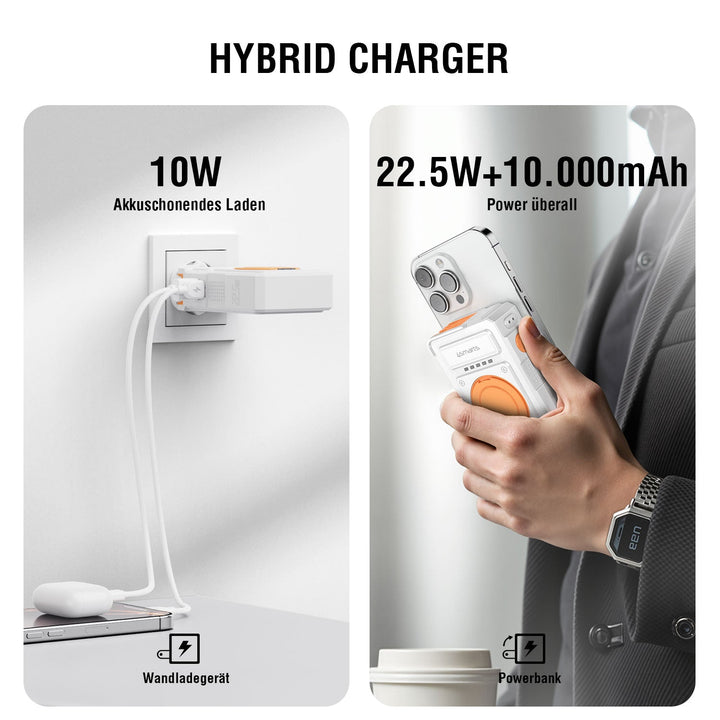 6in1 Hybrid Charger, Wireless Powerbank, weiß - 4smarts