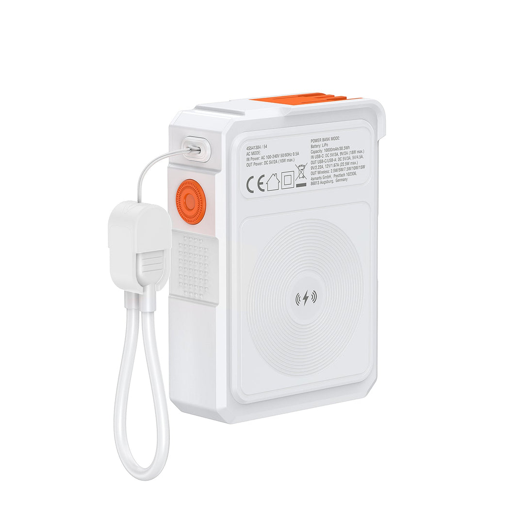6in1 Hybrid Charger, Wireless Powerbank, weiß - 4smarts