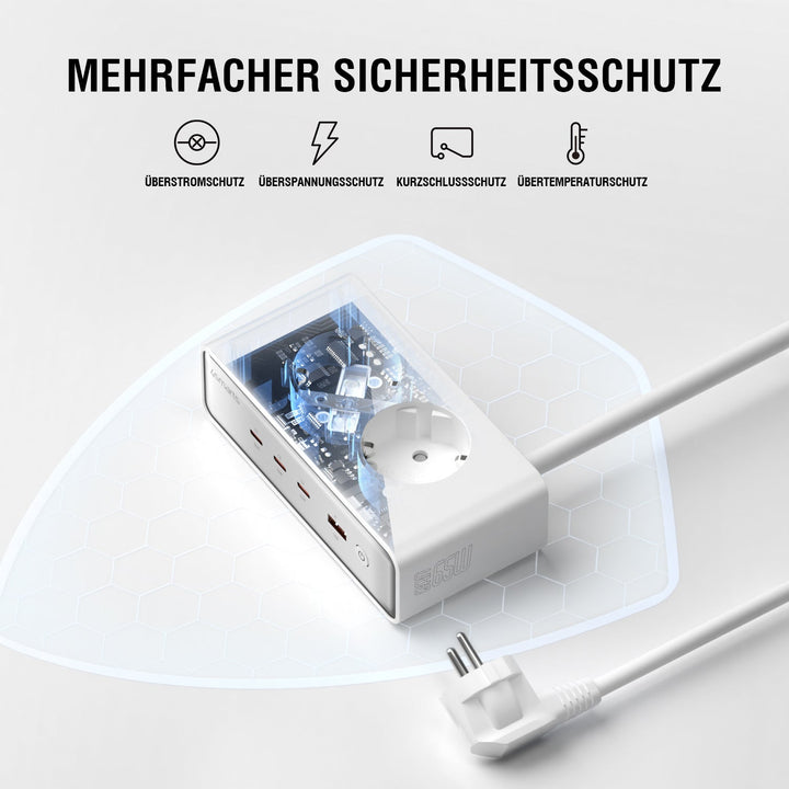 Desk Charger GaN 65W mit AC - Steckdosen, weiß - 4smarts