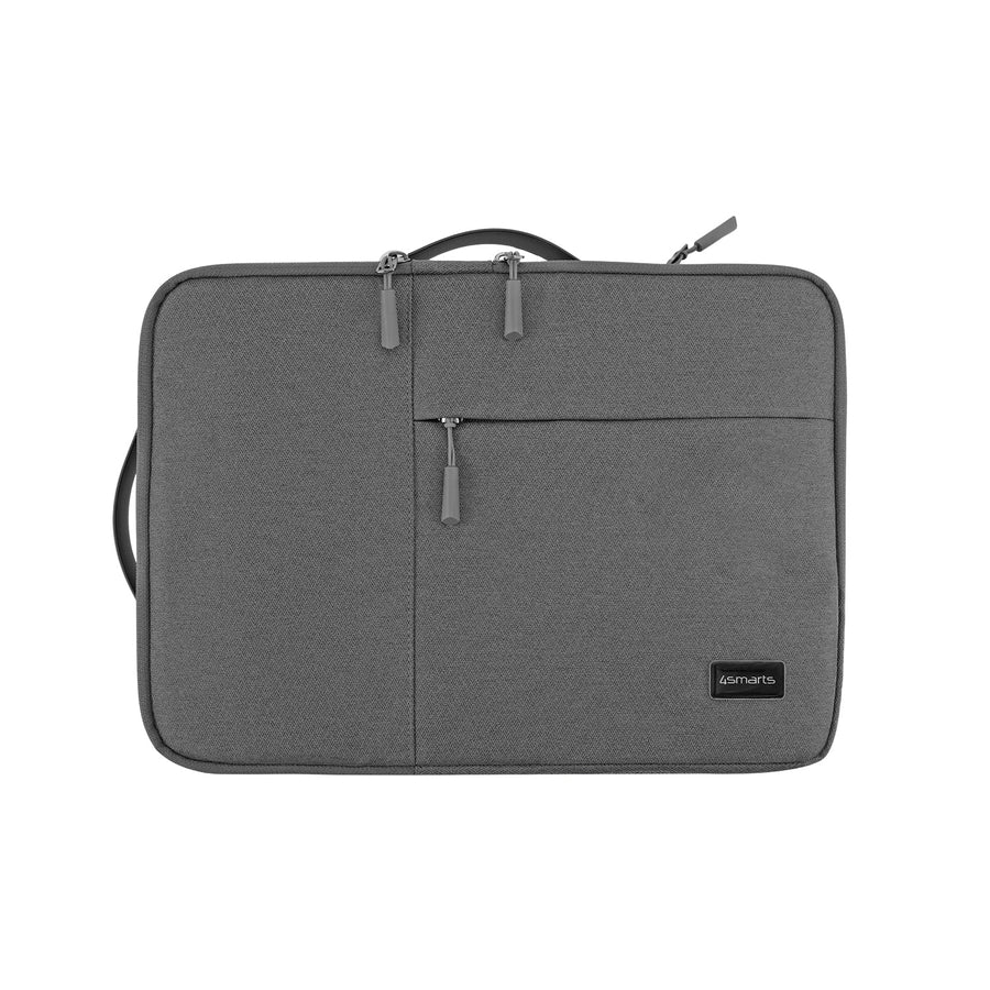 Laptop AirCushion Multi Sleeve 14 Zoll grau (D541072) Bild 1: Vorderansicht der Laptop AirCushion Multi Sleeve in grau, mit mehreren Fächern und Reißverschlüssen, die das funktionale und gut organisierte Design der Tasche hervorheben. Die Tasche bietet optimalen Schutz und ausreichend Platz für Zubehör.