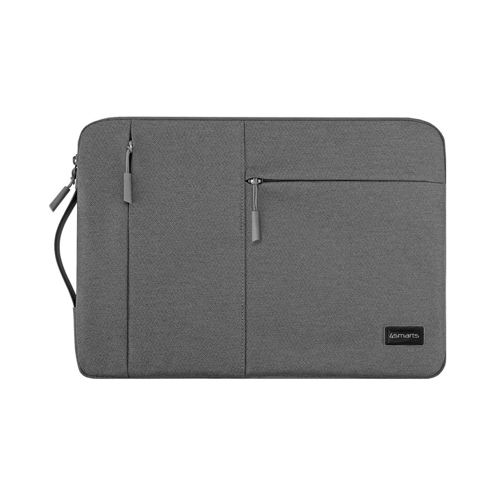 Laptop AirCushion Slim Sleeve 14 Zoll grau (D541071) Bild 1: Vorderansicht der geschlossenen Laptop AirCushion Slim Sleeve in grau, mit dem Markenlogo unten rechts. Das Design ist schlicht, modern und funktional, perfekt für den täglichen Gebrauch.