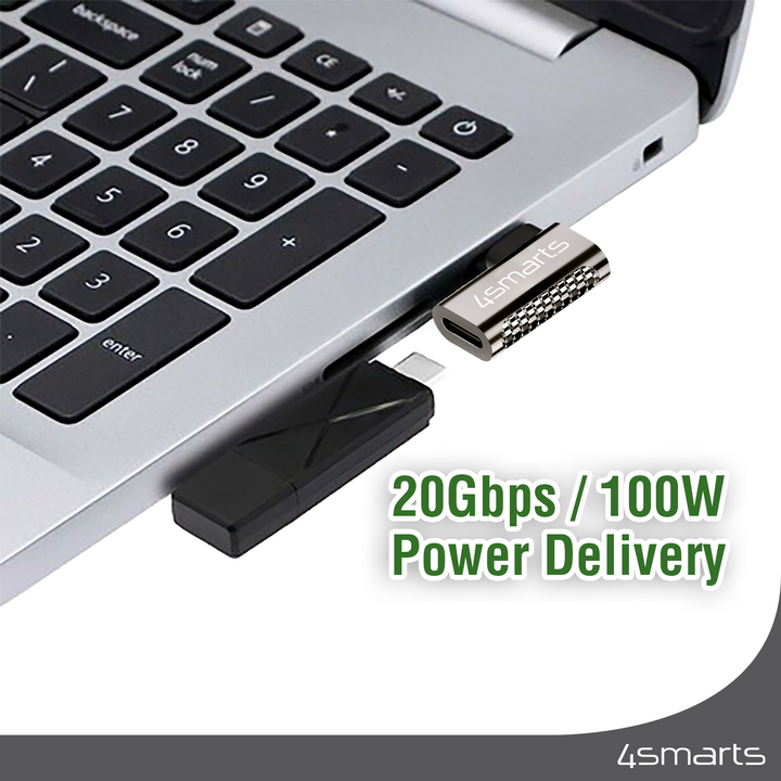 Der 4smarts USB-C OTG Adapter ermöglicht 20 Gbps und 100W Power Delivery.