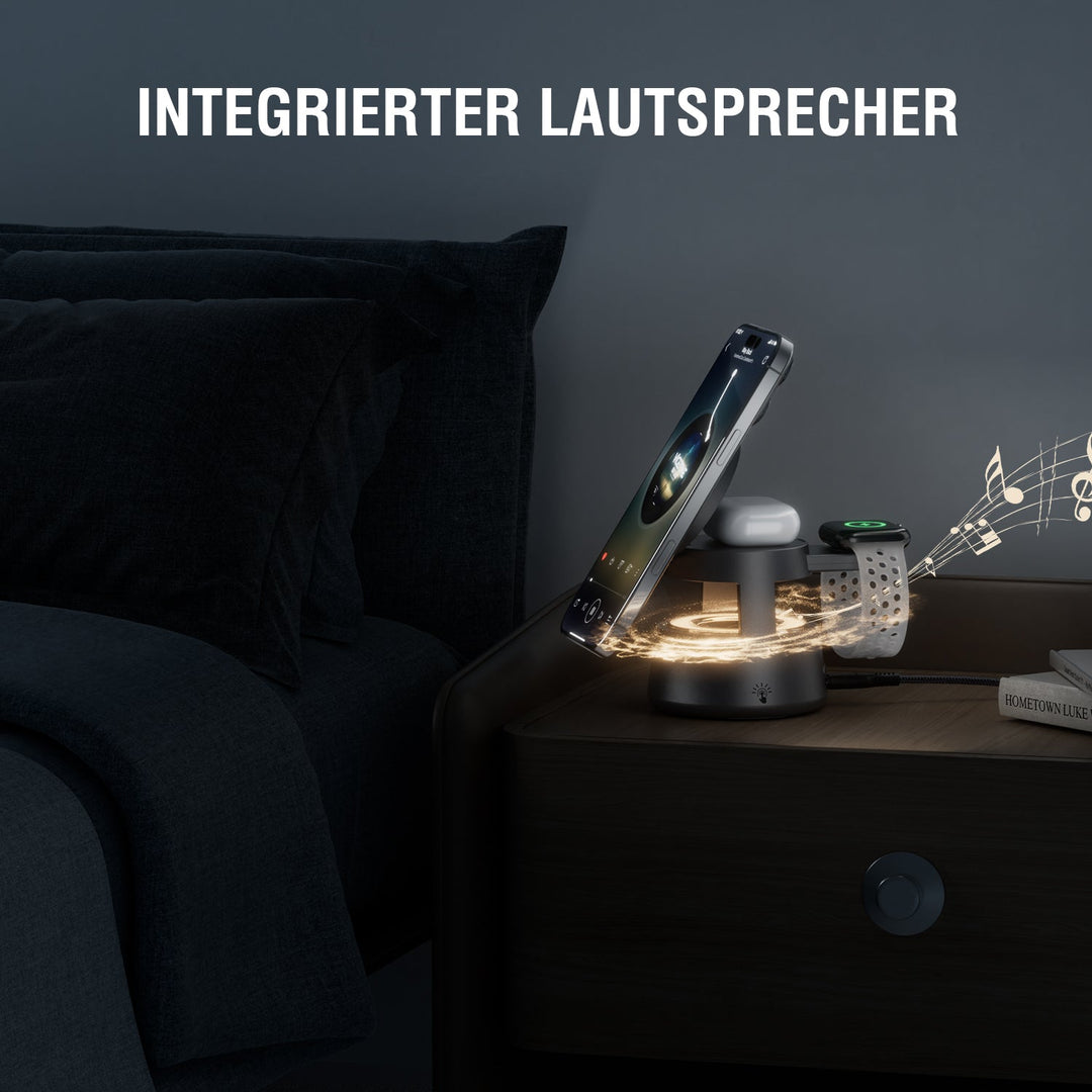 Qi2 Ladestation Aura Sound, grau - 4smarts