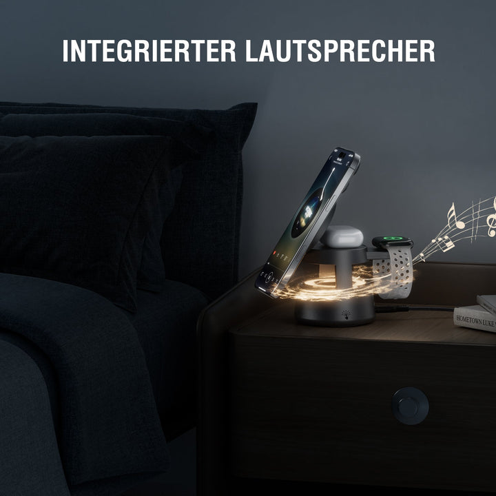 Qi2 Ladestation Aura Sound, grau - 4smarts
