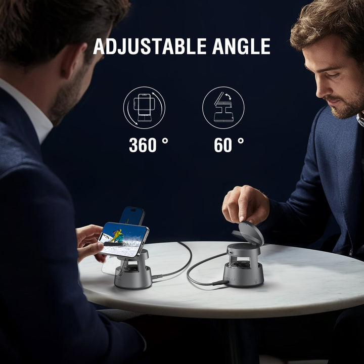 Qi2 Ladestation Aura Sound, grau - 4smarts