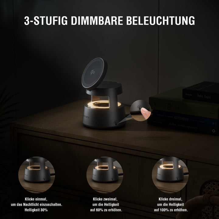 Qi2 Ladestation Aura Sound, grau - 4smarts