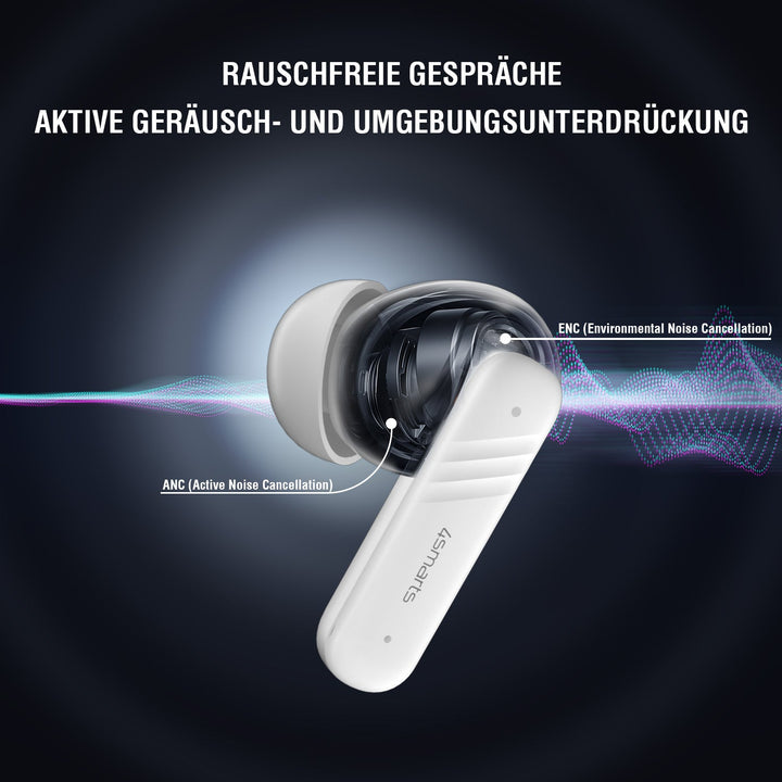 TWS Bluetooth Kopfhörer SkyBuds Screen Pro ANC, weiß - 4smarts
