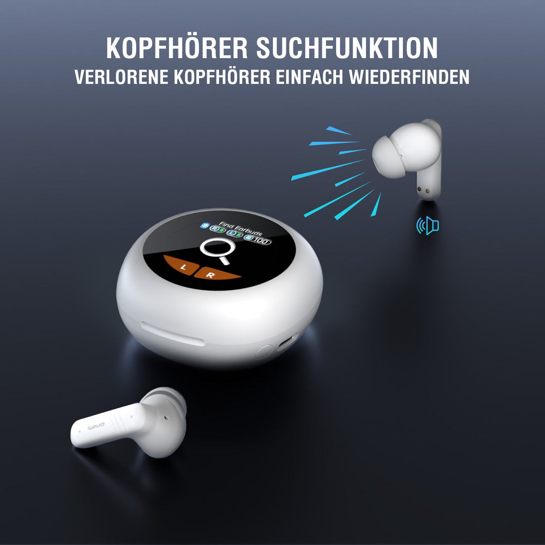 TWS Bluetooth Kopfhörer SkyBuds Screen Pro ANC, weiß - 4smarts