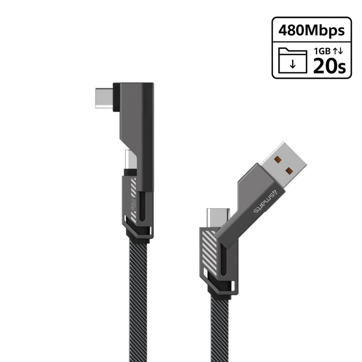 Datenübertragung mit 480 Mbit/s, Darstellung: 1 GB in 20 Sekunden via USB-A auf USB-C