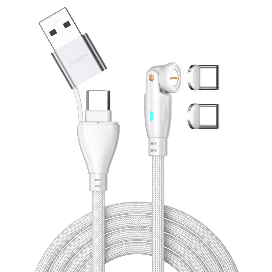 USB - C/A 540° Magnetkabel GravityCord 100W 1,8m weiß - 4smarts