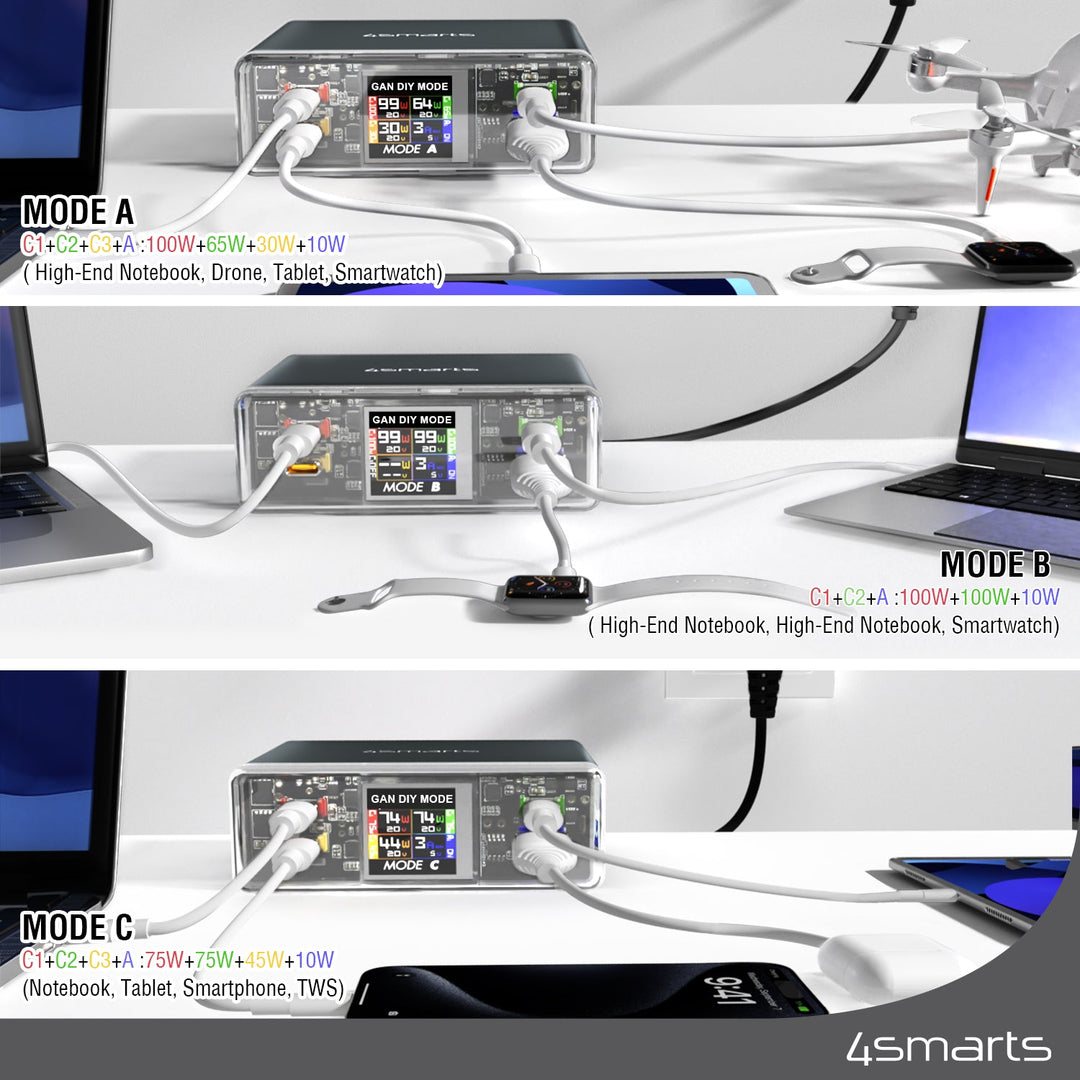 Desk Charger Lucid GaN DIY MODE 210W, spacegrey - 4smarts