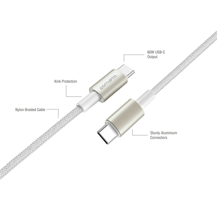 USB-C Kabelset PremiumCord 60W inkl. Digit Adapter u. Koppler weiß / silber - 4smarts